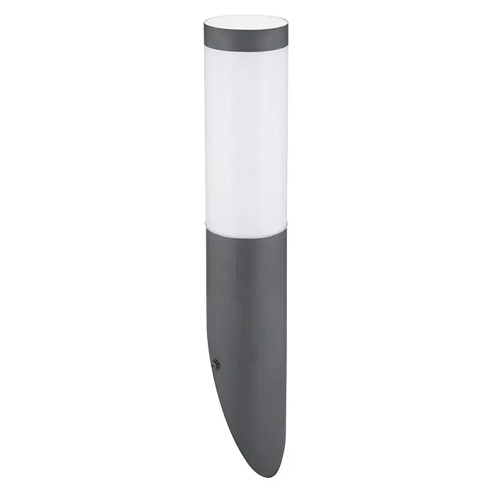 Globo Boston Außenwandleuchte - IP44, Ø x H: 7,6 x 39 cm, Ohne Bewegungsmelder - Nahaufnahme einer zylindrischen, grau-weißen Außenleuchte.