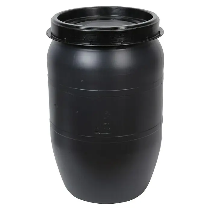Floraworld Classic Maischefass - 120 l, Mit Deckel - Schwarze Kunststofftonne mit Deckel, ideal für die Lagerung von Flüssigkeiten oder Feststoffen. Robust und vielseitig einsetzbar.