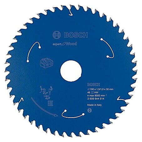 Bosch Kreissägeblatt Expert for Wood (190 mm, Bohrung: 30 mm, Anzahl Zähne: 48 Stk.)