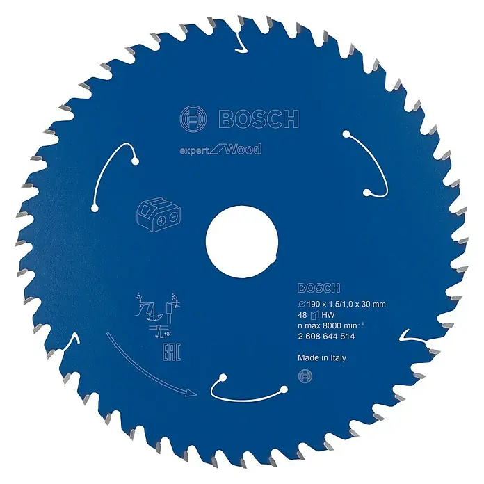 Bosch Kreissägeblatt Expert for Wood - 190 mm, Bohrung: 30 mm, Anzahl Zähne: 48 Stk. - Bosch Kreissägeblatt Expert Wood, 190 mm Durchmesser, geeignet für präzise Holzschnitte in verschiedenen Anwendungen.