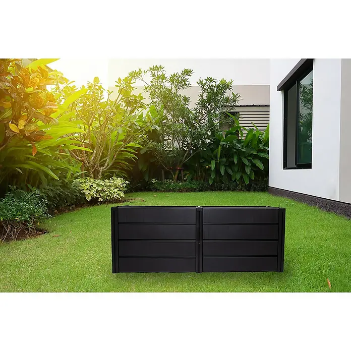 KHW Hochbeet Demeter - XL schmal - 158 x 44 x 61 cm, Kunststoff, Anthrazit - Schwarze Pflanzkästen im Garten, ideal für stilvolle Bepflanzung und als dekoratives Element im Außenbereich.