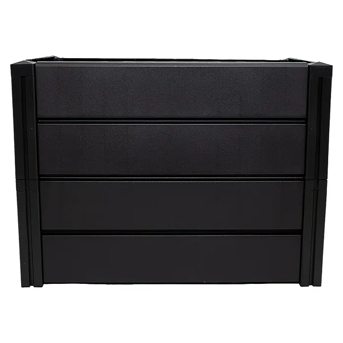 KHW Hochbeet Demeter - M schmal - 82 x 44 x 61 cm, Kunststoff, Anthrazit - Schwarze Kunststoff-Gartenmauer, ideal zur Abgrenzung von Gartenbereichen und als dekoratives Element im Außenbereich.