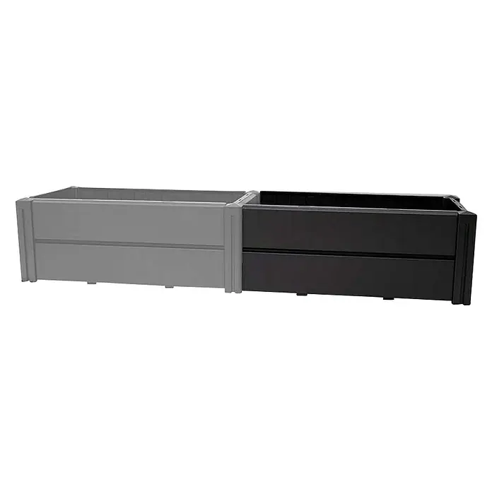 KHW Hochbeet-Erweiterung Demeter - schmal - 82 x 31 cm - Ein rechteckiger, zweigeteilter Pflanzkasten in Grau und Schwarz. Ideal für den Garten oder die Terrasse, um Pflanzen stilvoll zu präsentieren.