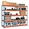 Simonrack Simonforte Estantería para cargas pesadas Chipboard (Al x An x Pr: 200 x 180 x 75 cm, Capacidad de carga por balda: 600 kg, Número de baldas: 5 ud., Inserción, Azul/Naranja) | BAUHAUS