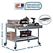 Simonrack Simonwork Banco de trabajo BT0 Box Mobile (L x An: 76 x 151 cm, Altura de trabajo: 91,7 cm, Carga soportada: 120 kg, Galvanizado) | BAUHAUS
