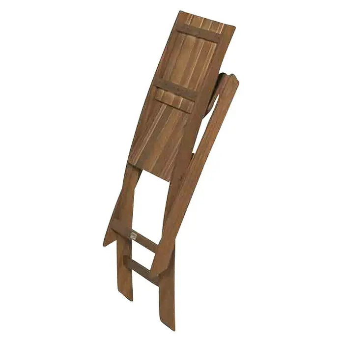 Siena Garden Balkonmöbel-Set Falun - 5 -tlg., Holz, Braun, Rückenlehne verstellbar, Ohne Armlehnen - Zusammengeklappter, rustikaler Holz-Gartenstuhl für den Außenbereich. Er ist platzsparend und leicht zu verstauen, ideal für kleine Balkone.