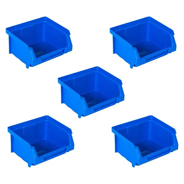 Simonrack Sichtlagerkasten - L x B x H: 9,5 x 10 x 5,2 cm, Blau, 5 Stk. - Fünf blaue Lagerkästen, ideal für die Organisation von Kleinteilen in Werkstatt oder Garage. Praktische Aufbewahrungslösung.
