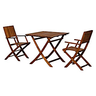 Siena Garden Balkonmöbel-Set Falun (3 -tlg., Holz, Braun, Rückenlehne verstellbar, Mit Armlehnen)