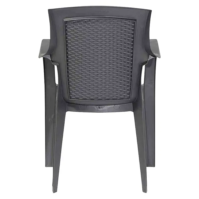 Stapelstuhl Eden im Set - Anthrazit, B x T x H: 55 x 46 x 91 cm, 4 Stk. - Grauer Plastikstuhl mit geflochtener Rückenlehne. Robustes Design für den Innen- und Außenbereich, ideal für Garten und Terrasse.