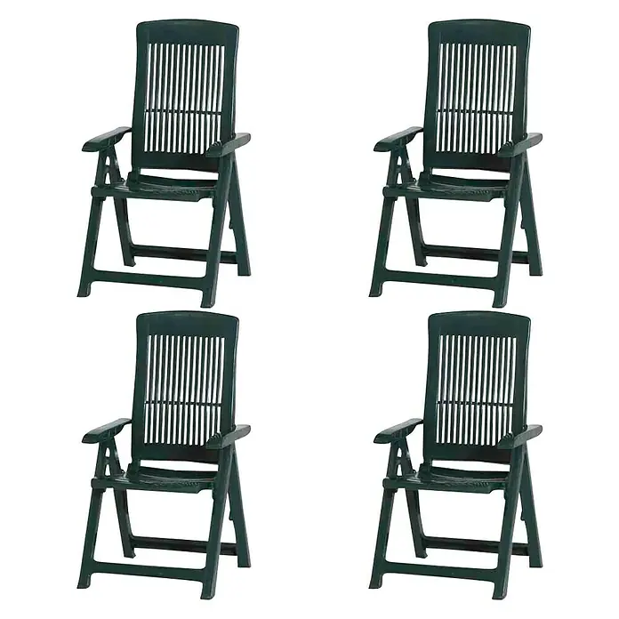 Progarden Klappstuhl Tampa im Set - 4 Stk., B x T x H: 44 x 50 x 111 cm, Grün, 4-fach verstellbare Rückenlehne - Vier grüne Gartenstühle mit Armlehnen. Ideal für den Außenbereich, bieten diese Stühle Komfort und Stil.