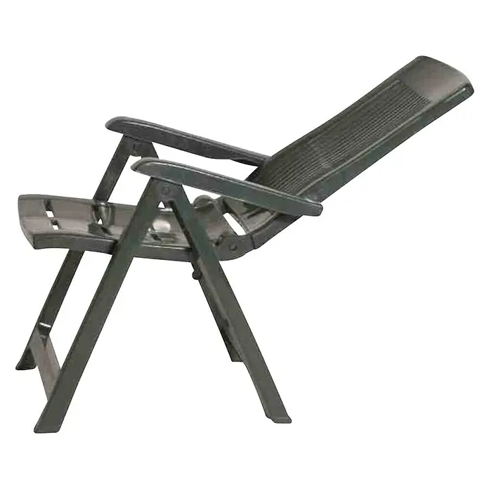 Progarden Klappstuhl Tampa im Set - 4 Stk., B x T x H: 44 x 50 x 111 cm, Grün, 4-fach verstellbare Rückenlehne - Ein dunkelgrauer verstellbarer Gartensessel aus Kunststoff mit Armlehnen, ideal zum Entspannen im Freien.