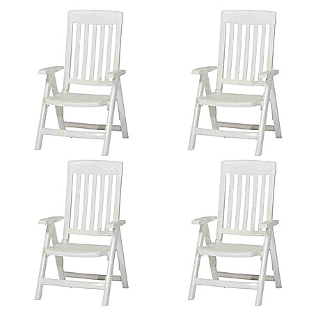Klappstuhl Palma im Set (4 Stk., B x T x H: 62 x 67 x 105 cm, Weiß, 4-fach verstellbare Rückenlehne)