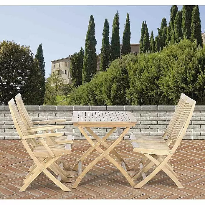 Siena Garden Gartenmöbel-Set Paleros im Set - 4 -tlg., Holz, Natur, Gartenstuhl klappbar - Stimmungsaufnahme