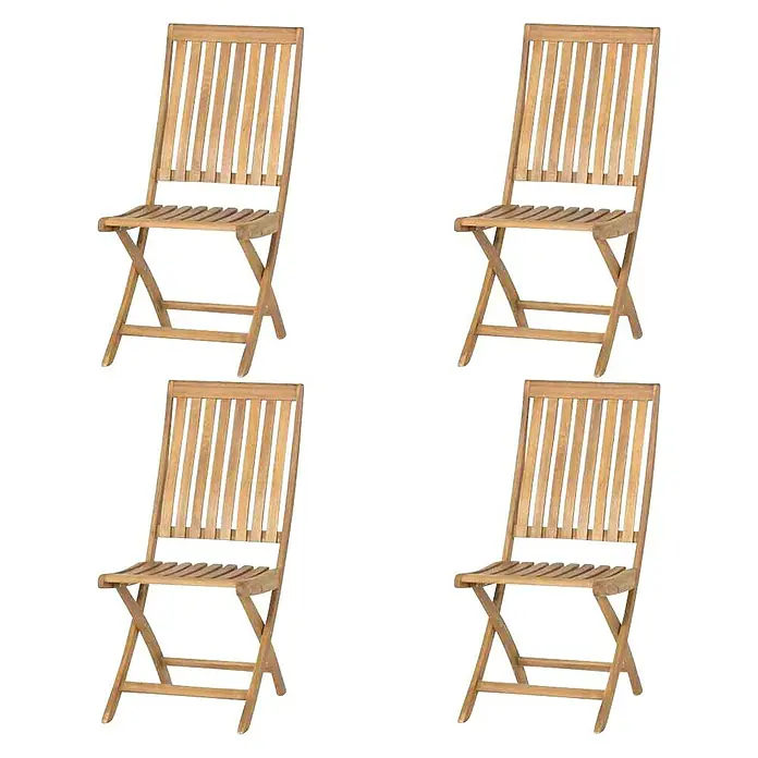 Siena Garden Klappstuhl Paleros im Set - 4 Stk., B x T x H: 44 x 65 x 97 cm, Ohne Armlehnen - Vier hölzerne Klappstühle für den Garten, perfekt zum Entspannen und Genießen des Außenbereichs. Stilvoll und praktisch zugleich.