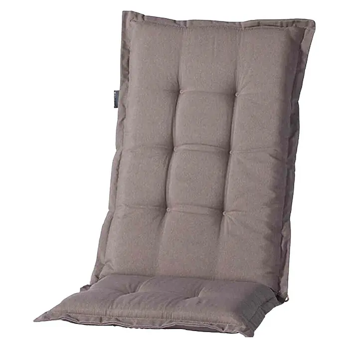 Madison Gartenmöbel-Auflage Panama im Set - Passend für: Hochlehner, Taupe, L x B x H: 123 x 50 x 8 cm - Ein gemütliches, gestepptes Stuhlkissen in neutralem Grau, ideal für zusätzlichen Komfort und Stil im Innen- und Außenbereich.