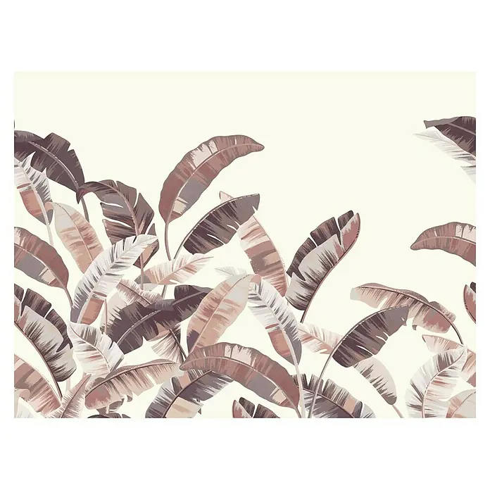 Rasch Florentine III Fototapete Palmblätter - B x H: 400 x 300 cm, Vlies, Terra - Eine ästhetisch ansprechende Tapete mit zarten, braunen Blättern, die ein ruhiges und natürliches Ambiente schaffen.