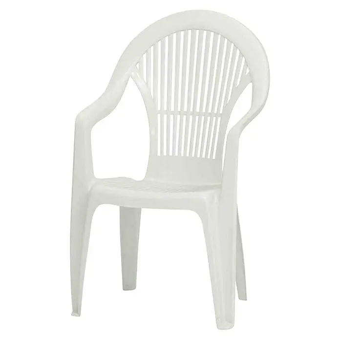 Stapelstuhl Vega im Set - 4 Stk., B x T x H: 41 x 39 x 93 cm, Weiß, Gartenstuhl stapelbar - Weißer Plastikstuhl mit Armlehnen und einer hohen Rückenlehne, ideal für den Garten oder die Terrasse. Bequem und leicht zu reinigen.
