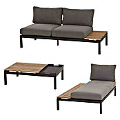 Siena Garden Loungemöbel-Set Alvida (3 -tlg., Anthrazit/Schwarz, Teakholz, Tablett, Max. Personenzahl: 3) | BAUHAUS