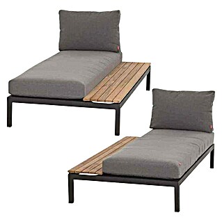 Siena Garden Loungemöbel-Set Alvida (2 -tlg., Anthrazit/Schwarz, Teakholz, Max. Personenzahl: 2)