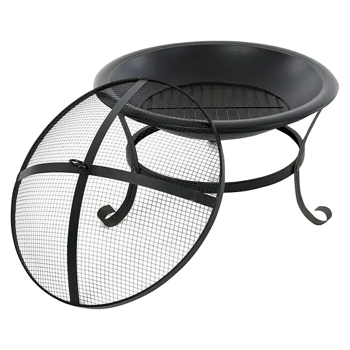 RedFire Feuerschale Atlanta - Durchmesser: 51 cm, Stahl - Schwarze Feuerschale mit Funkenschutzgitter. Ideal für gemütliche Abende im Freien, bietet Wärme und Schutz vor Funkenflug.