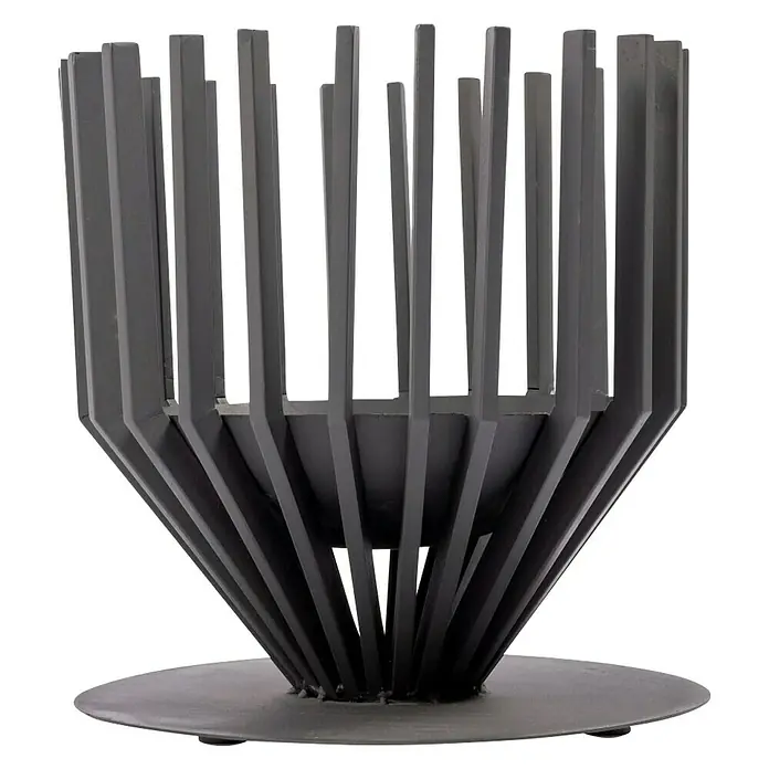 RedFire Feuerkorb Irving - Ø x H: 43 x 44,5 cm, Schwarz - Schwarze Feuerschale mit Lamellenmuster auf rundem Sockel. Das dekorative Feuergefäß sorgt für stimmungsvolle Wärme im Außenbereich.