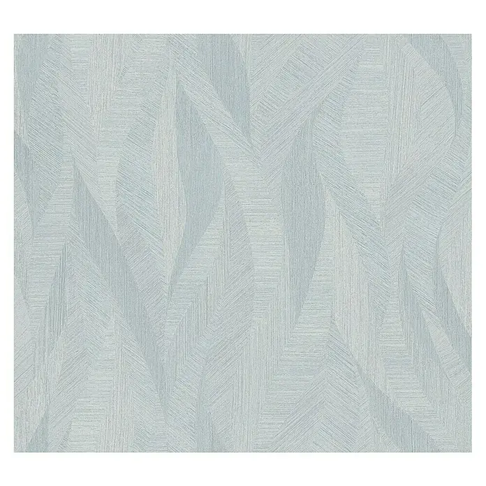 Marburg Papis Loveday Vliestapete - Blau, Wellen, 10,05 x 0,7 m - Eine Nahaufnahme einer hellblauen Tapete mit einem geometrischen Zickzackmuster, das eine interessante Textur und visuelle Tiefe erzeugt.