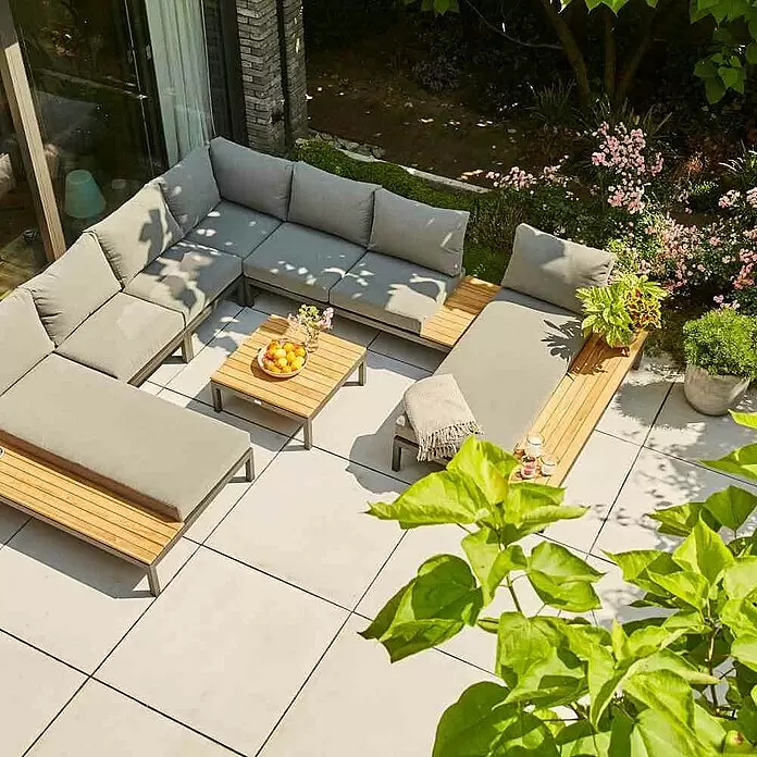 Siena Garden Loungemöbel-Set Alvida - 7 -tlg., Anthrazit/Schwarz, Teakholz, Max. Personenzahl: 7 - Stimmungsaufnahme