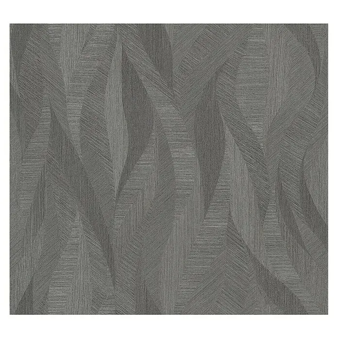 Marburg Papis Loveday Vliestapete - Anthrazit, Wellen, 10,05 x 0,7 m - Graue strukturierte Tapete mit geometrischem Muster, das eine moderne und elegante Wanddekoration ergibt.