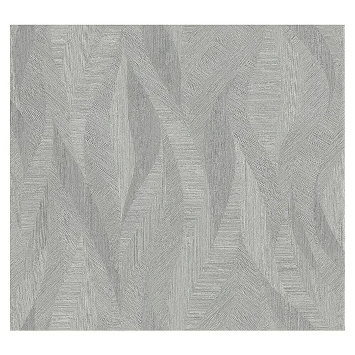 Marburg Papis Loveday Vliestapete - Grau, Wellen, 10,05 x 0,7 m - Bild von einer grauen strukturierten Tapete mit einem modernen geometrischen Design, ideal für eine stilvolle Raumgestaltung.