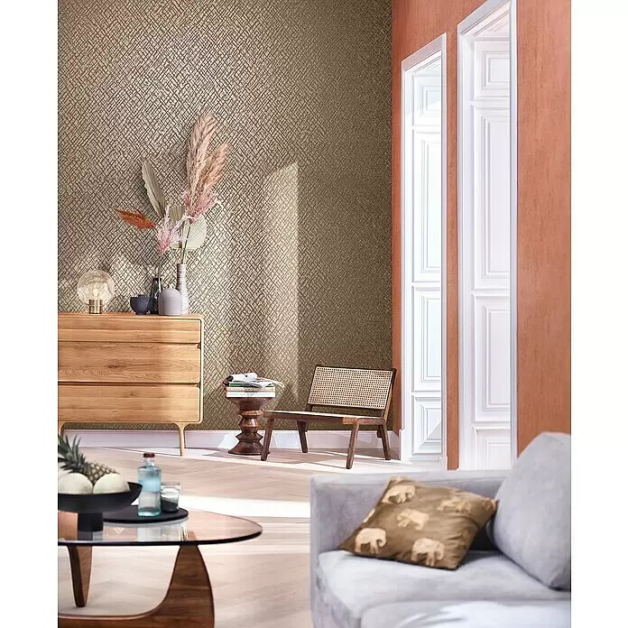 Marburg Papis Loveday Vliestapete Struktur II - Beige/Rot/Platin, Grafisch, 10,05 x 0,7 m - Stimmungsaufnahme