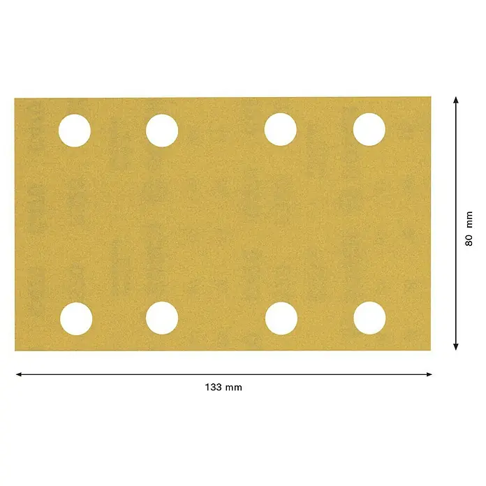 Bosch Expert Schleifblätter C470 - Körnung: 320, 80 x 133 mm, 10 Stk. - Gelbes Schleifpapier mit Löchern und den Maßen 133 x 80 mm für eine effektive Schleifarbeit.