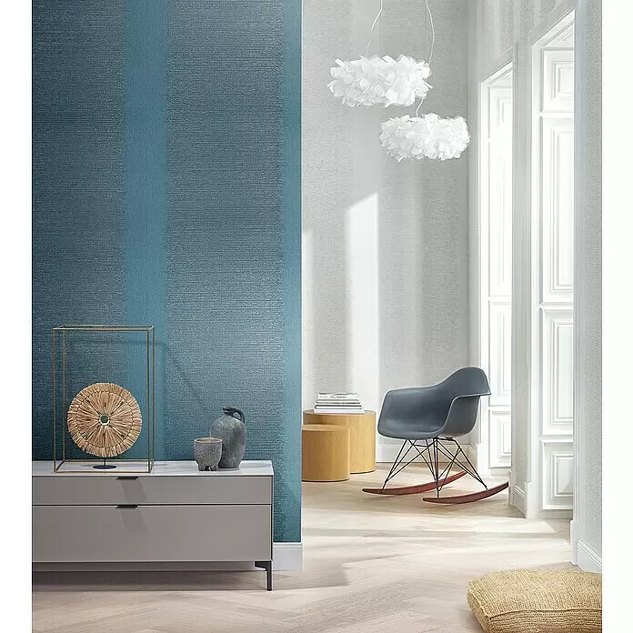 Marburg Papis Loveday Vliestapete Strukturstreifen - Blau/Türkis, Grafisch, 10,05 x 0,7 m - Stimmungsaufnahme
