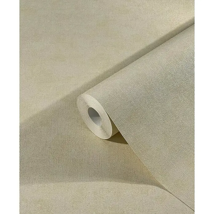 Marburg Kids' Walls Vliestapete schattiert - Cremebeige, Uni, 10,05 x 0,53 m - Nahaufnahme einer Rolle beiger Leinwandtapete, die Textur und Farbe des Produkts hervorhebt.