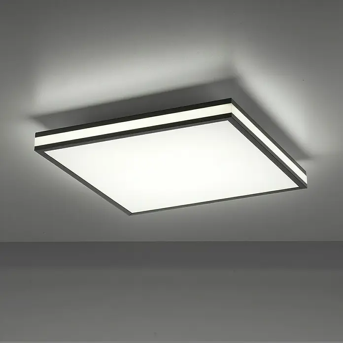 Just Light LED-Deckenleuchte Mario - 24 W, L x B x H: 46,5 x 46,5 x 8,4 cm, Schwarz, Mehrfarbig - Quadratische LED-Deckenleuchte mit schwarzem Rahmen und hellem, diffusem Licht. Elegantes Design für moderne Innenräume.