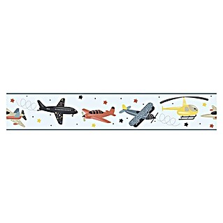 Marburg Kids' Walls Tapetenborte Flugzeuge (Blau/Multicolor, Motiv, 5 x 0,18 m, Vlies)