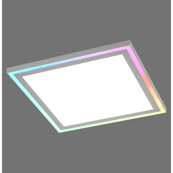 Just Light LED-Deckenleuchte Edging - 25,5 W, L x B x H: 40 x 40 x 5,2 cm, Weiß, Mehrfarbig - Modernes quadratisches LED-Panel mit RGB-Akzenten, ideal für stilvolle Beleuchtung im Innenbereich.