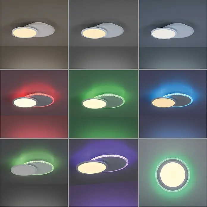Just Light LED-Deckenleuchte Arenda - 18 W, L x B x H: 45 x 33 x 7,5 cm, Weiß, Mehrfarbig - Das LED-Deckenlicht mit verschiedenen Farbmodi. Die moderne Deckenleuchte bietet eine Vielzahl an Farboptionen und Helligkeitseinstellungen.