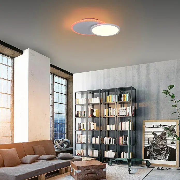 Just Light LED-Deckenleuchte Arenda - 18 W, L x B x H: 45 x 33 x 7,5 cm, Weiß, Mehrfarbig - Moderne LED-Deckenleuchte mit einzigartigem Design. Die Lampe beleuchtet jeden Raum mit stilvoller und effizienter Beleuchtung, ideal für Wohn- und Arbeitsbereiche.