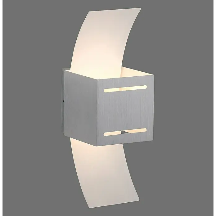 Paul Neuhaus Wandleuchte Orma - L x B x H: 12,6 x 10 x 30 cm, Aluminium, G9 - Moderne Wandleuchte mit einem würfelförmigen Gehäuse und geschwungenen Lichtelementen, die ein elegantes Ambiente schaffen.