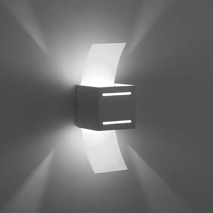 Paul Neuhaus Wandleuchte Orma - L x B x H: 12,6 x 10 x 30 cm, Aluminium, G9 - Moderne Wandleuchte mit LED-Beleuchtung. Kubisches Design mit geschwungenen Lichtleitern für indirekte Beleuchtung und Akzentlicht an der Wand.