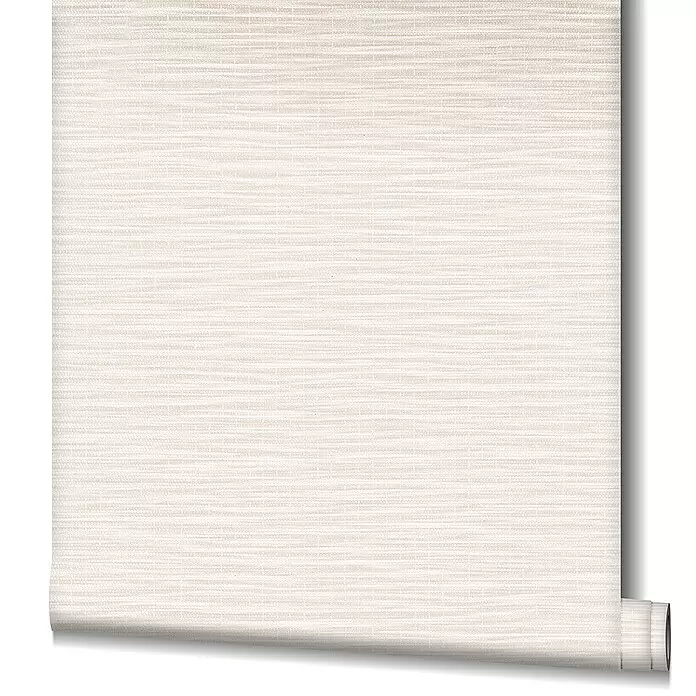 Marburg Botanica Vliestapete Webstruktur - Weiß/Beige, Uni, 10,05 x 0,53 m - Hellbeiger strukturierter Stoff- oder Tapetenrolle mit feiner Querwebung.