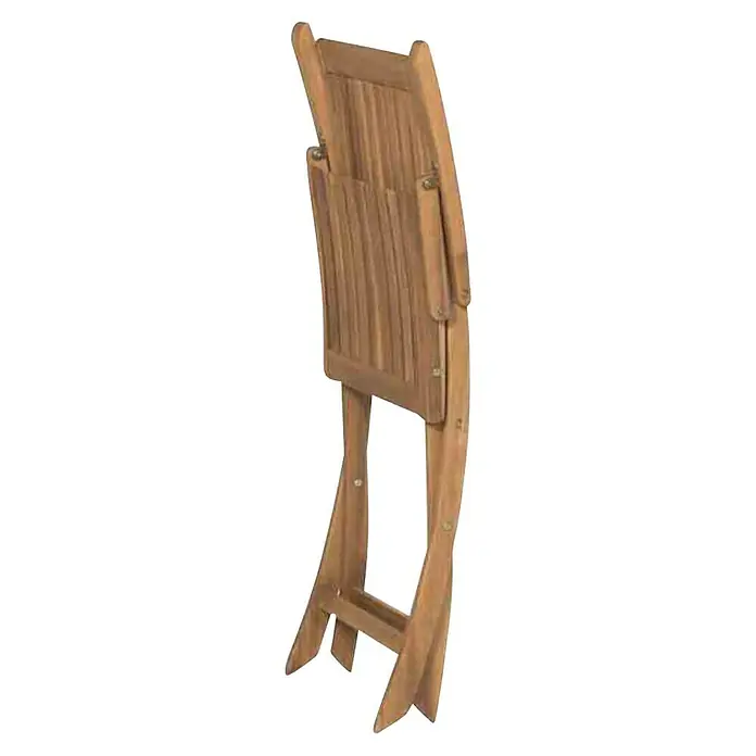 Siena Garden Gartenmöbel-Set Paleros im Set - 4 -tlg., Holz, Natur, Gartenstuhl klappbar - Aufnahme eines hölzernen Klappstuhls, der seine praktische Bauweise und natürliche Holzmaserung zeigt.
