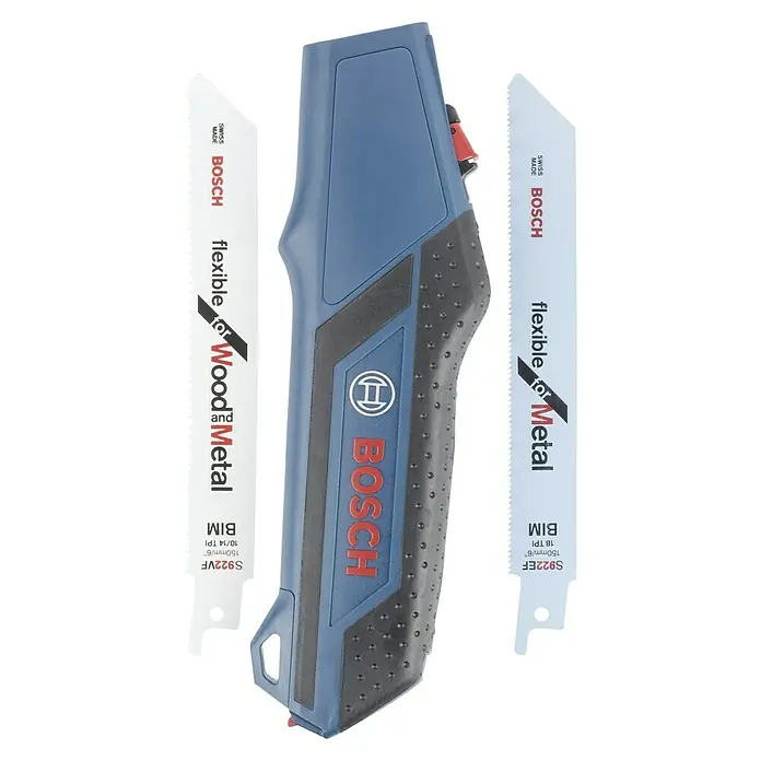 Bosch Handgriff Set - Passend für: Handsägen und Elektrosägen - Akku-Handsäge von Bosch mit zwei Sägeblättern, eines für Holz und Metall, das andere nur für Metall, ideal für vielseitige Sägearbeiten.
