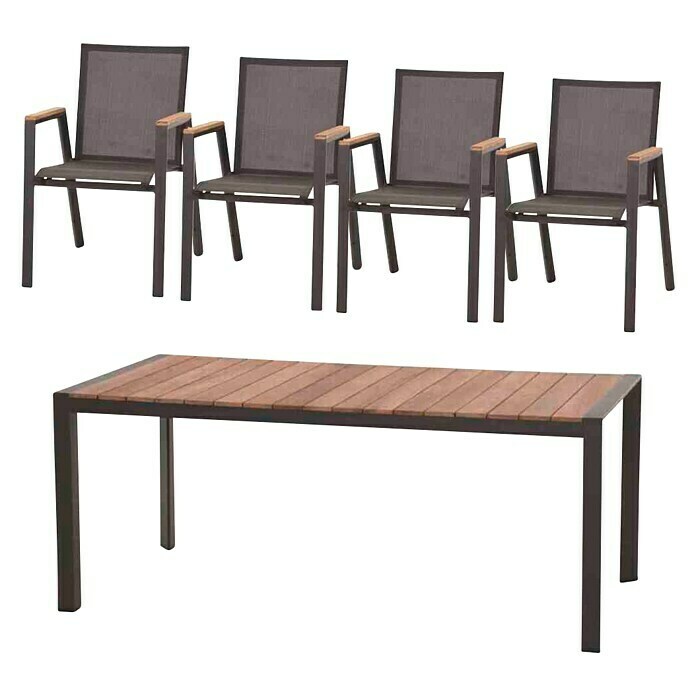 Siena Garden GartenmöbelSet Savona/Zurigo (5 tlg., Teakholz, Schwarz