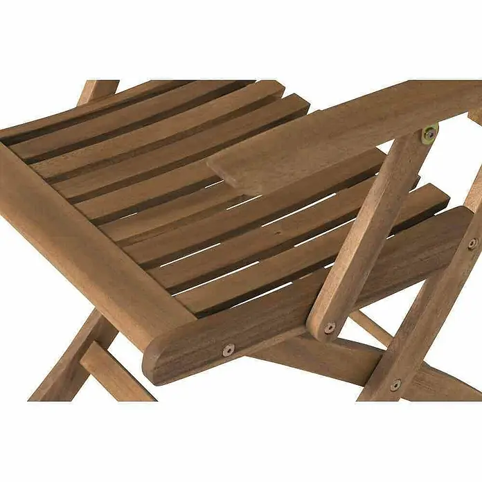 Siena Garden Gartenmöbel-Set Paleros im Set - 4 -tlg., Holz, Natur, Gartenstuhl klappbar - Nahaufnahme eines eleganten, klappbaren Holzstuhls mit Lattenrostsitz und Armlehnen, ideal für Garten oder Terrasse.