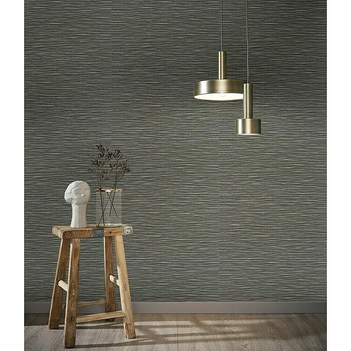Marburg Botanica Vliestapete Webstruktur - Dunkelbraun, Uni, 10,05 x 0,53 m - Wandbild mit abstraktem Muster und Beleuchtung, das ein modernes und stilvolles Ambiente erzeugt. Die Beleuchtung betont das Texturdesign.
