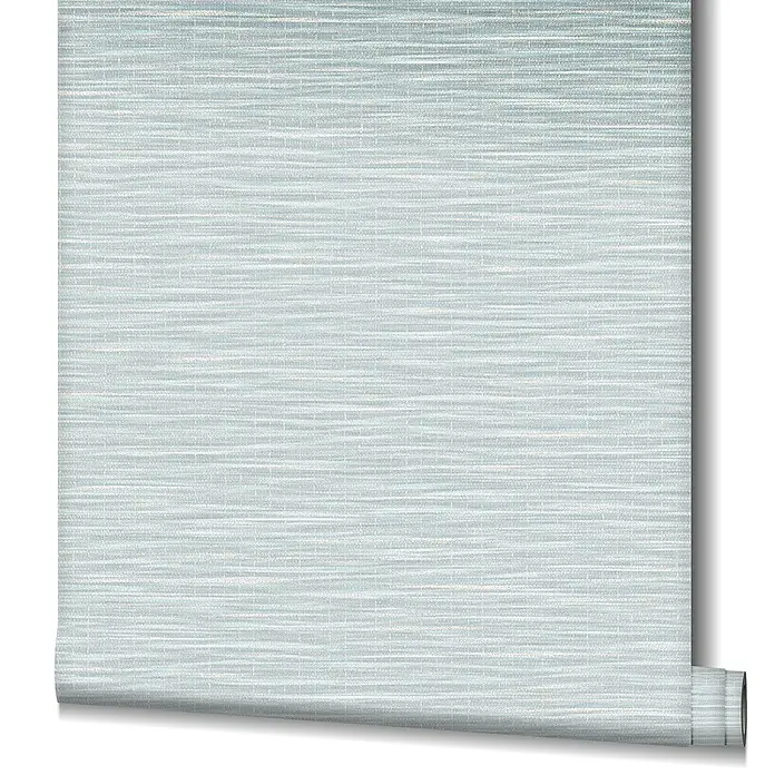 Marburg Botanica Vliestapete Webstruktur - Weiß/Grün, Uni, 10,05 x 0,53 m - Rolle hellblau-weiß gestreifter Vinyltapete mit einer dezenten Textur, die eine ruhige und stilvolle Atmosphäre schafft.