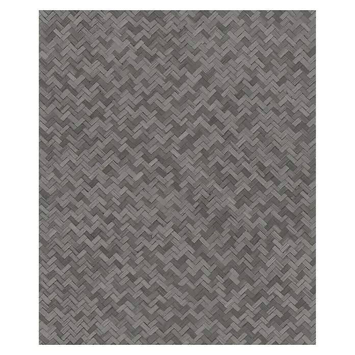 Marburg Botanica Vliestapete Allover - Anthrazit, Grafisch, 10,05 x 0,53 m - Graues Fischgrätenmuster mit einem faszinierenden Webmuster, ideal für Hintergründe oder Texturen, die eine subtile Eleganz ausstrahlen.