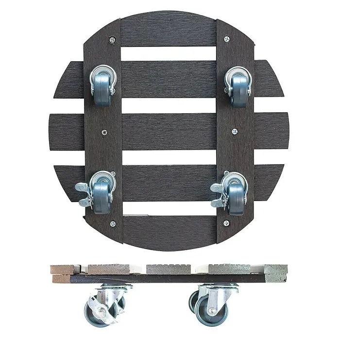 Wagner System Pflanzenroller - 29 cm, WPC, Anthrazit, Max. Belastung: 100 kg - Drehbare Pflanzenuntersetzer mit Rädern für einfachen Transport. Ideal für Zimmerpflanzen, robustes Design.