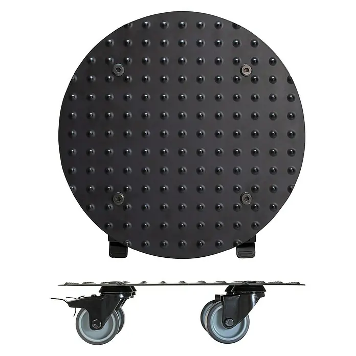 Wagner System Pflanzenroller - Durchmesser: 30 cm, Aluminium, Schwarz, Max. Belastung: 150 kg - Abbildung eines runden Pflanzenrollers aus Kunststoff mit Rollen zur einfachen Bewegung von Blumentöpfen.
